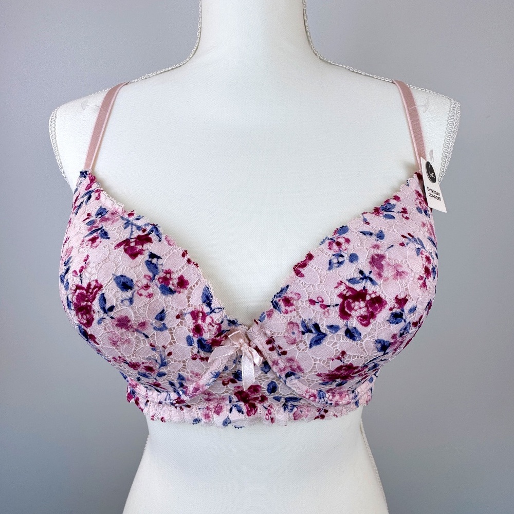 LAURA ASHLEY Pink Lace Stitched Floral Design Bra NWT / Size 36C